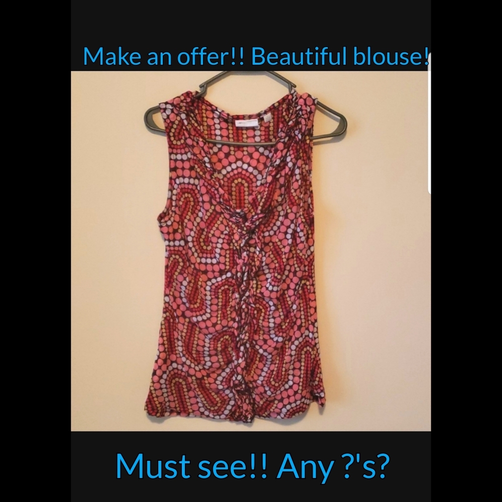 👚New York & Co. Sleeveless multiprint shirt, XL!